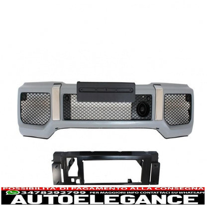 Gloss Black Front Bumper Skid Plate Off Road Spoiler LED DRL Extension Fit For Mercedes G Class W463 (1989-2016) B-Design 