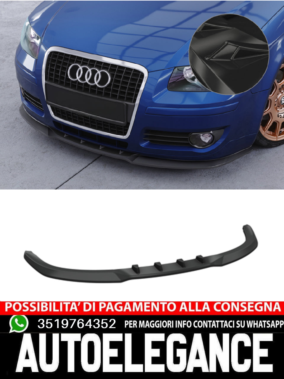 Spoiler sottoparaurti con ABE per Audi A3 (8P/8PA) CSL497
