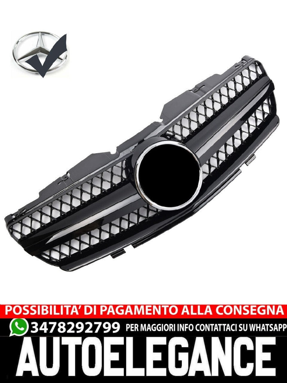Griglia sportiva per Mercedes R230 SL 2001-2006 nero lucido AMG LOOK