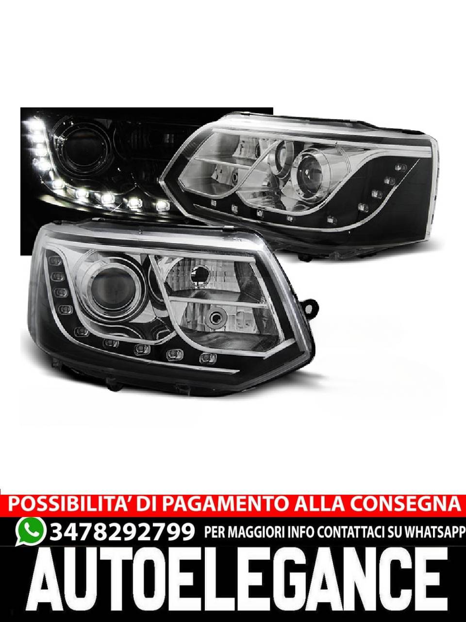 TRUE DRL CHROME HEADLIGHTS for VW TRANSPORTER T5 2010-2015 