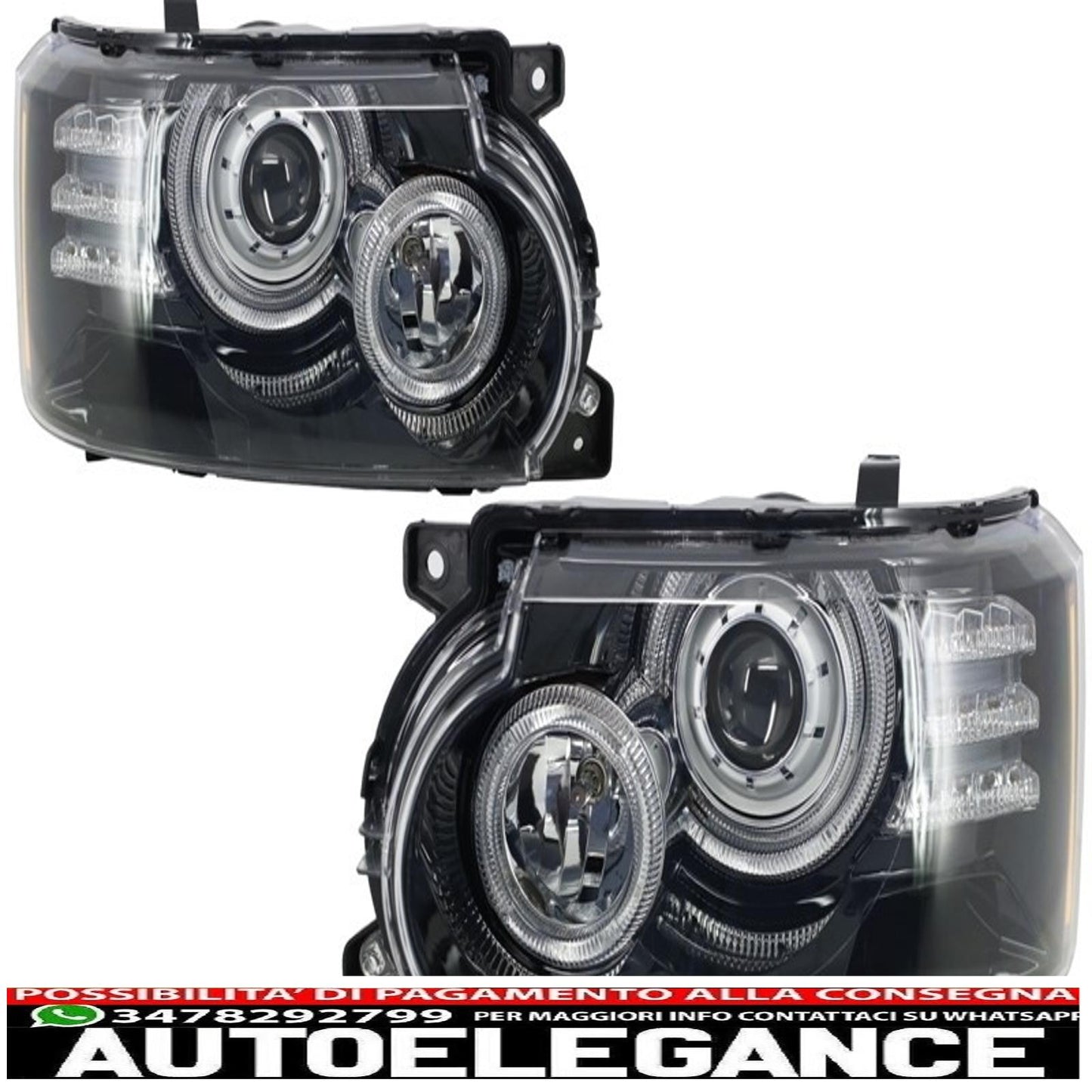 Headlights with support brackets and central grille suitable for land rover vogue l322 (2002-2009) facelift design 