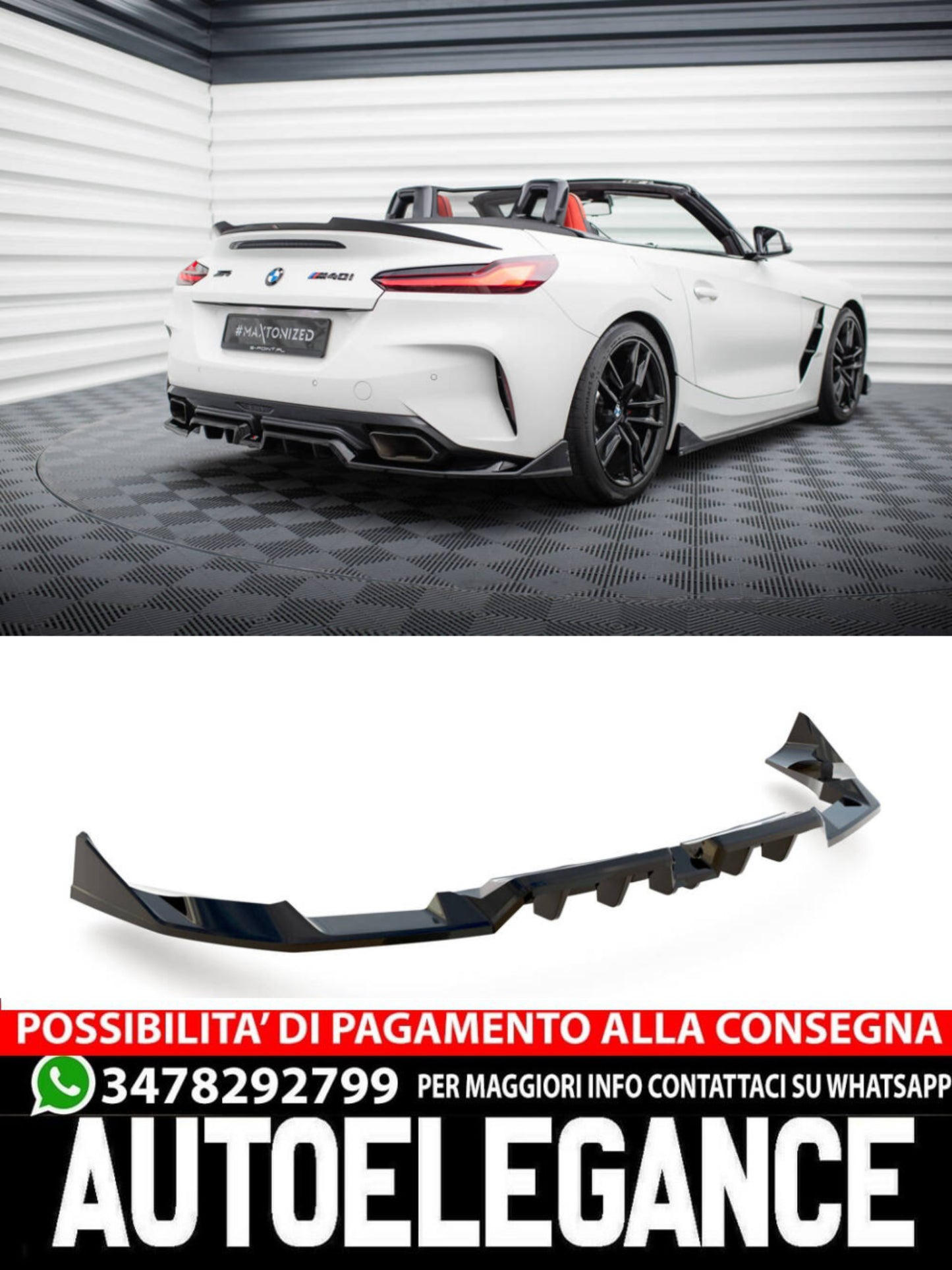 SPLITTER POSTERIORE CENTRALE (CON BARRE VERTICALI) ADATTO PER BMW Z4 M40I G29