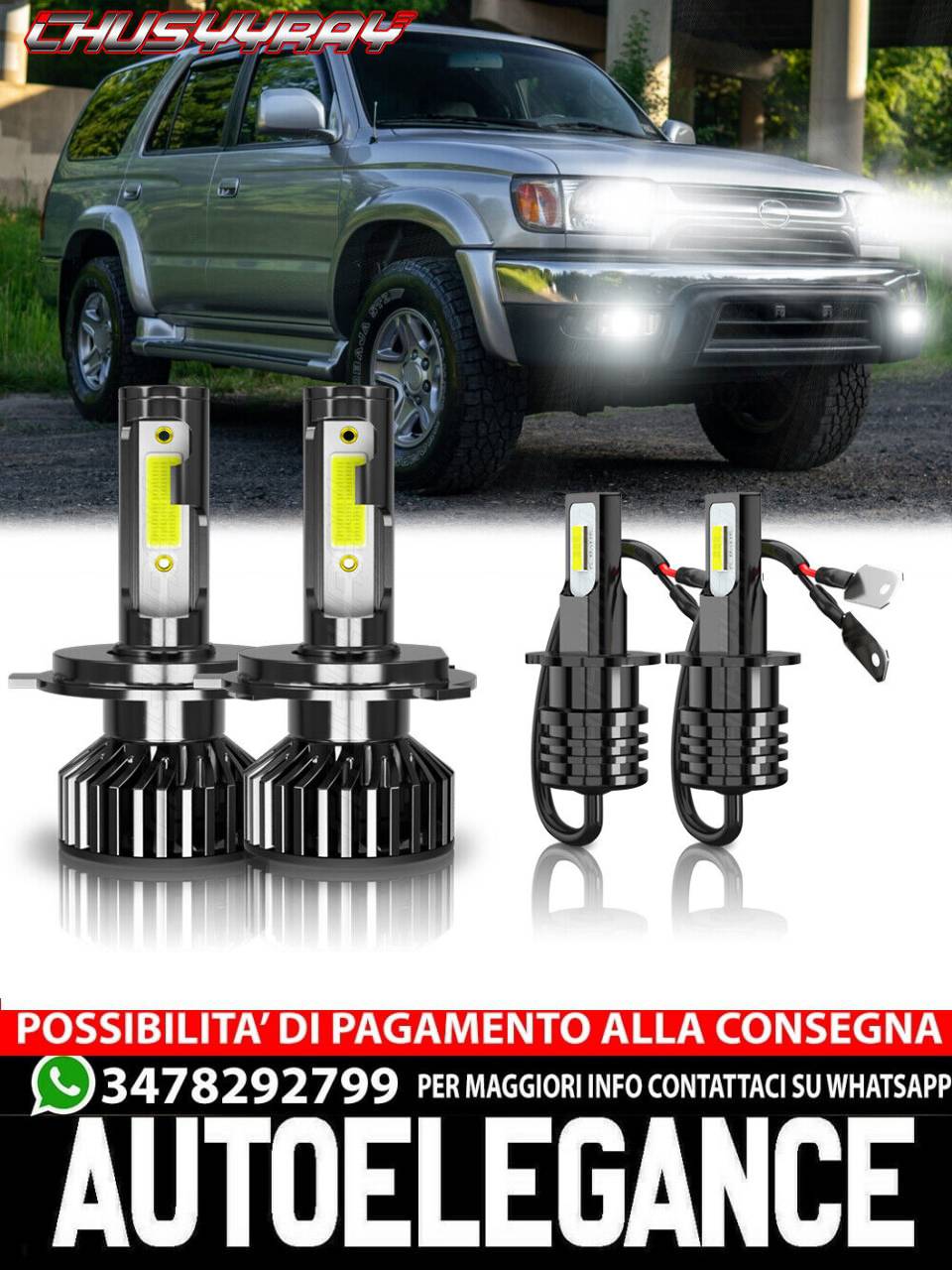 For Nissan Pathfinder2001-2004 6000KLED Headlight+Fog Light Bulbs Combo4pcs 