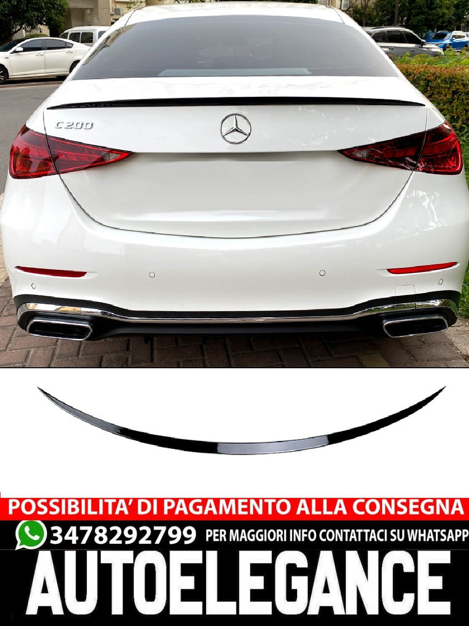ADATTO PER MERCEDES-BENZ CLASSE C W206 SPOILER PARAFANGO POSTERIORE
