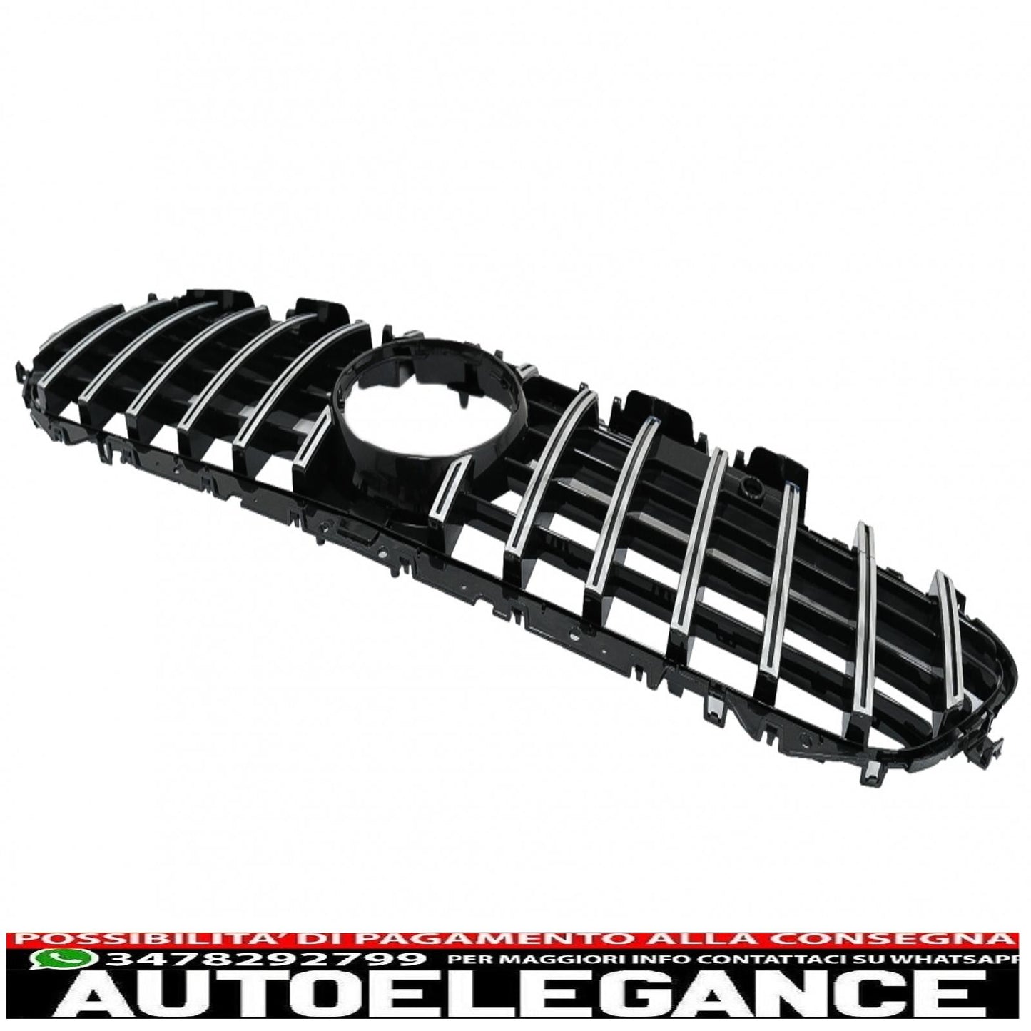 central grille suitable for mercedes cls class c257 (2018-up) panamericana gtr design black - chrome pdc / camera