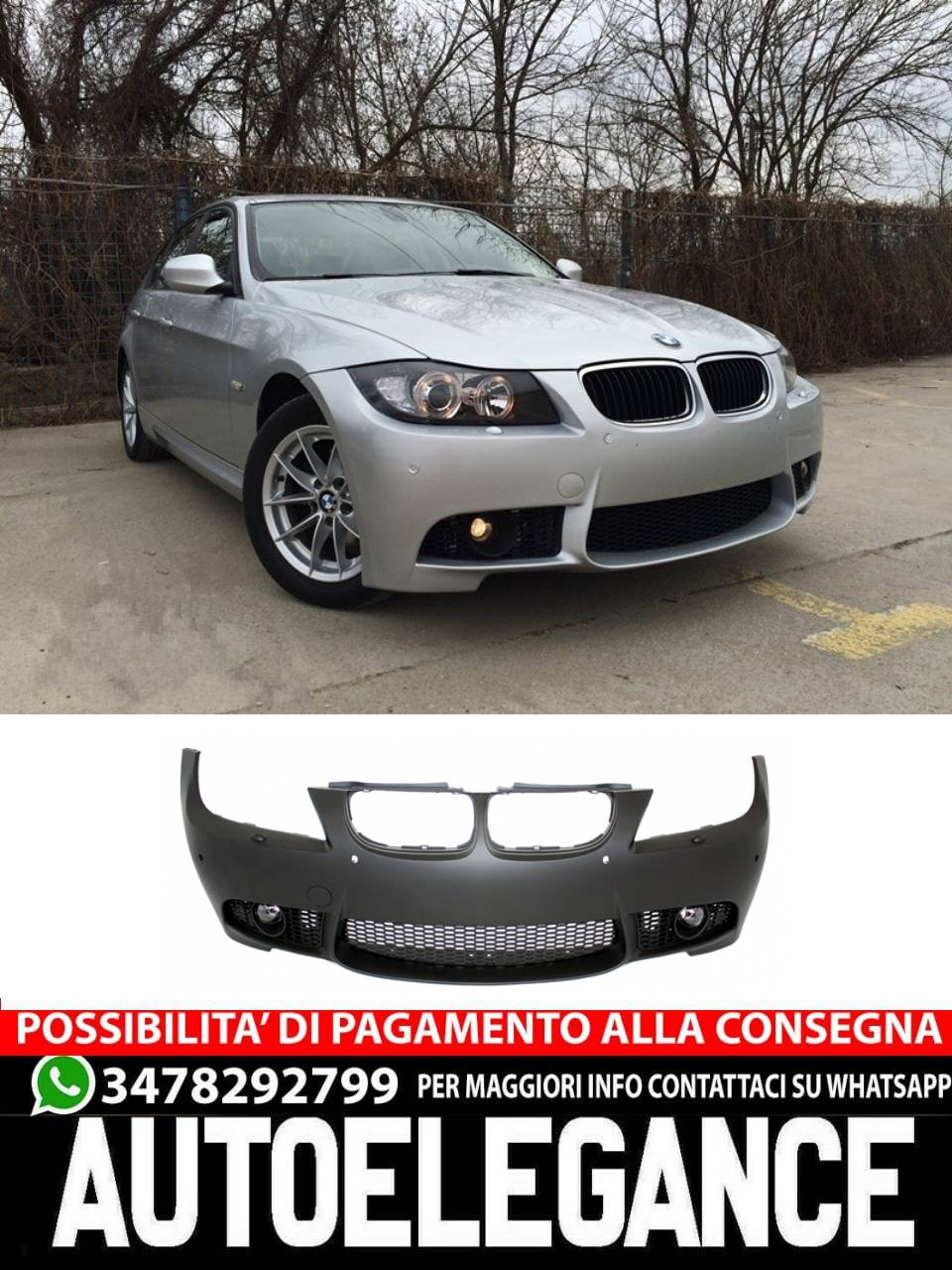 Paraurti anteriore adatto per BMW Serie 3 E90 E91 Touring LCI Facelift 2008-2011