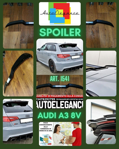 ALA SPOILER TETTO ADATTO PER AUDI A3 8V SPORTBACK 2016-2020 RS3 LOOK NERO LUCIDO