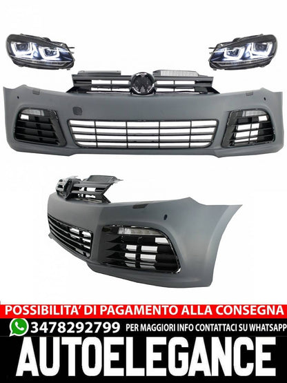 Front bumper with LED headlights suitable for VW Golf VI 6 MK6 (2008-2013) 
