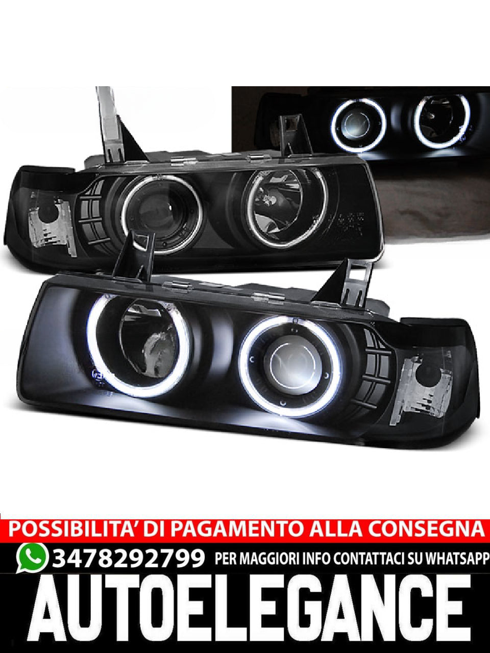 FARI ANTERIORI ANGEL EYES CCFL NERO ADATTI PER BMW E36 12.90-08.99 S/C/T