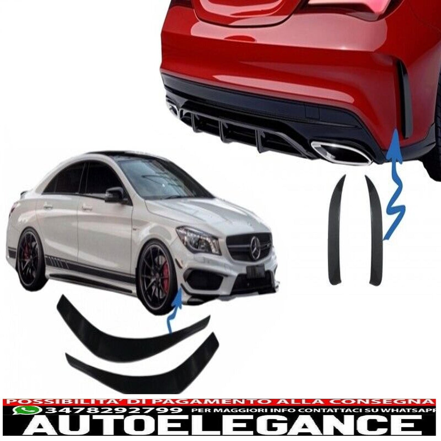 Bumper Splitter Spoiler Mercedes CLA W117 C117 X117 CLA45 Design 