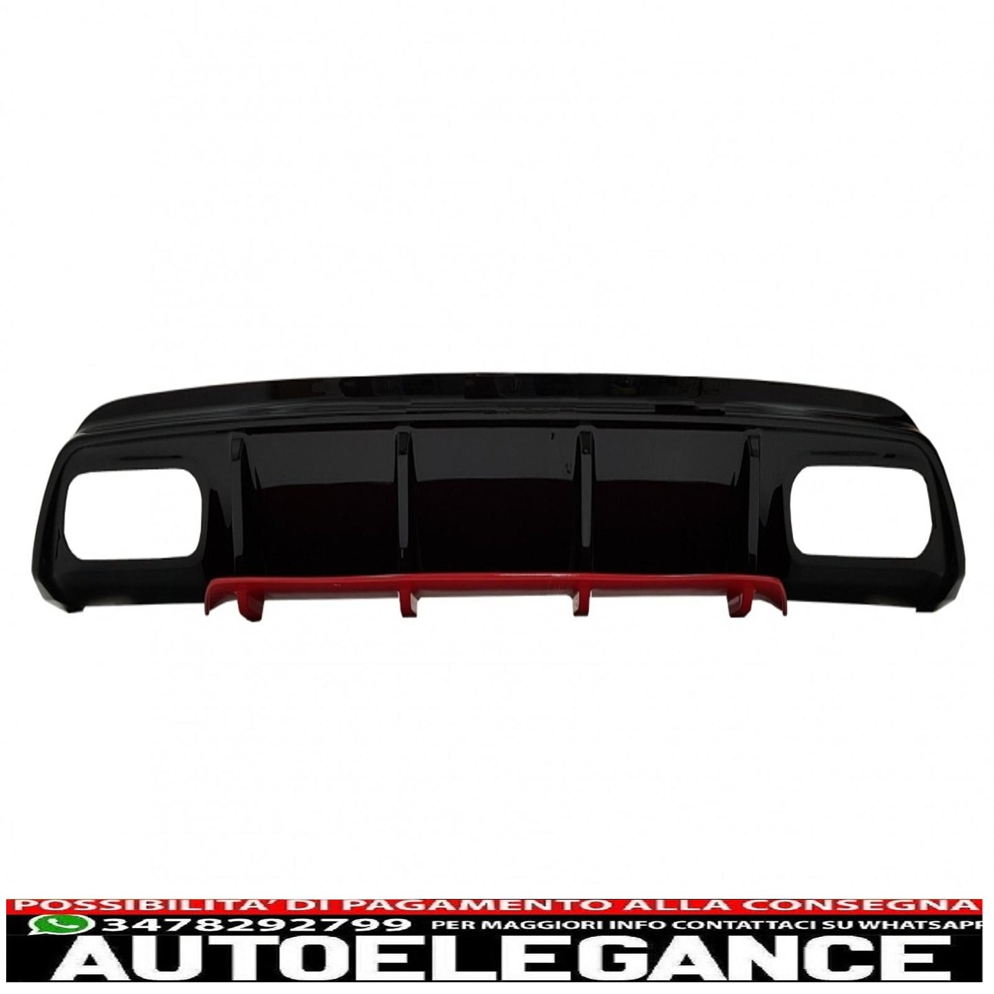 Diffusore mantovana per paraurti posteriore con terminali di scarico cromati, adatto per Mercedes W176 Classe A (2012-2018) A45 Facelift Design Red Edition