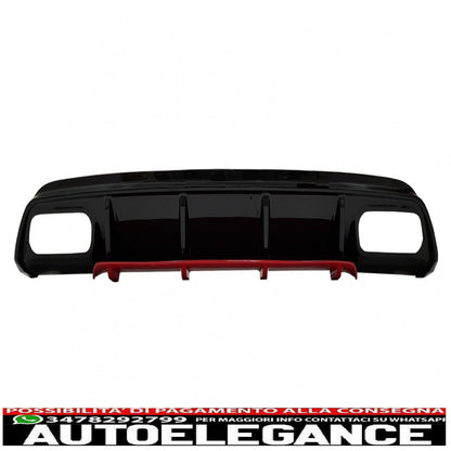 Diffusore mantovana per paraurti posteriore con terminali di scarico cromati, adatto per Mercedes W176 Classe A (2012-2018) A45 Facelift Design Red Edition