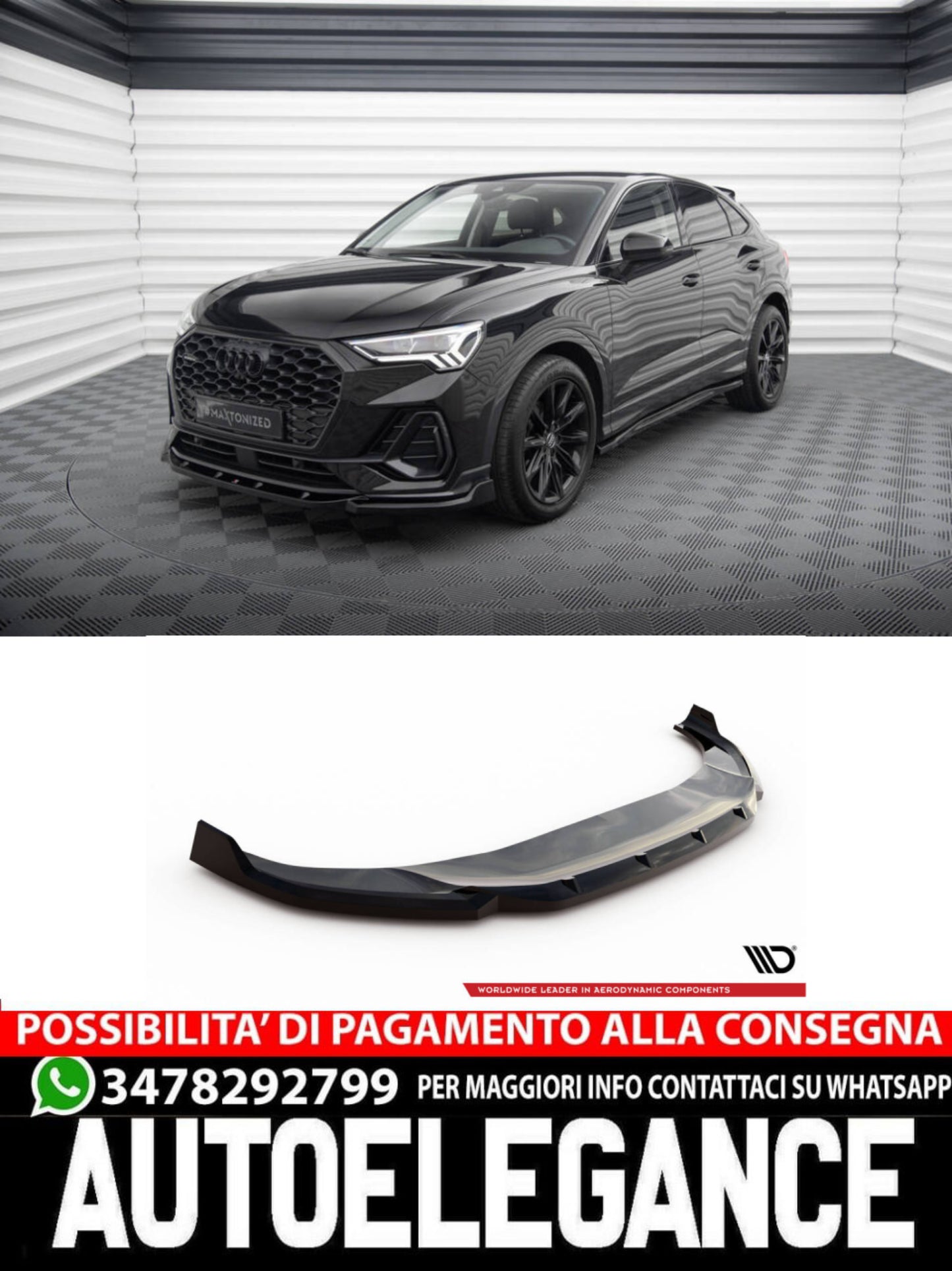 SPLITTER ANTERIORE V.2 compatibile per AUDI Q3 SPORTBACK F3 (2019- )