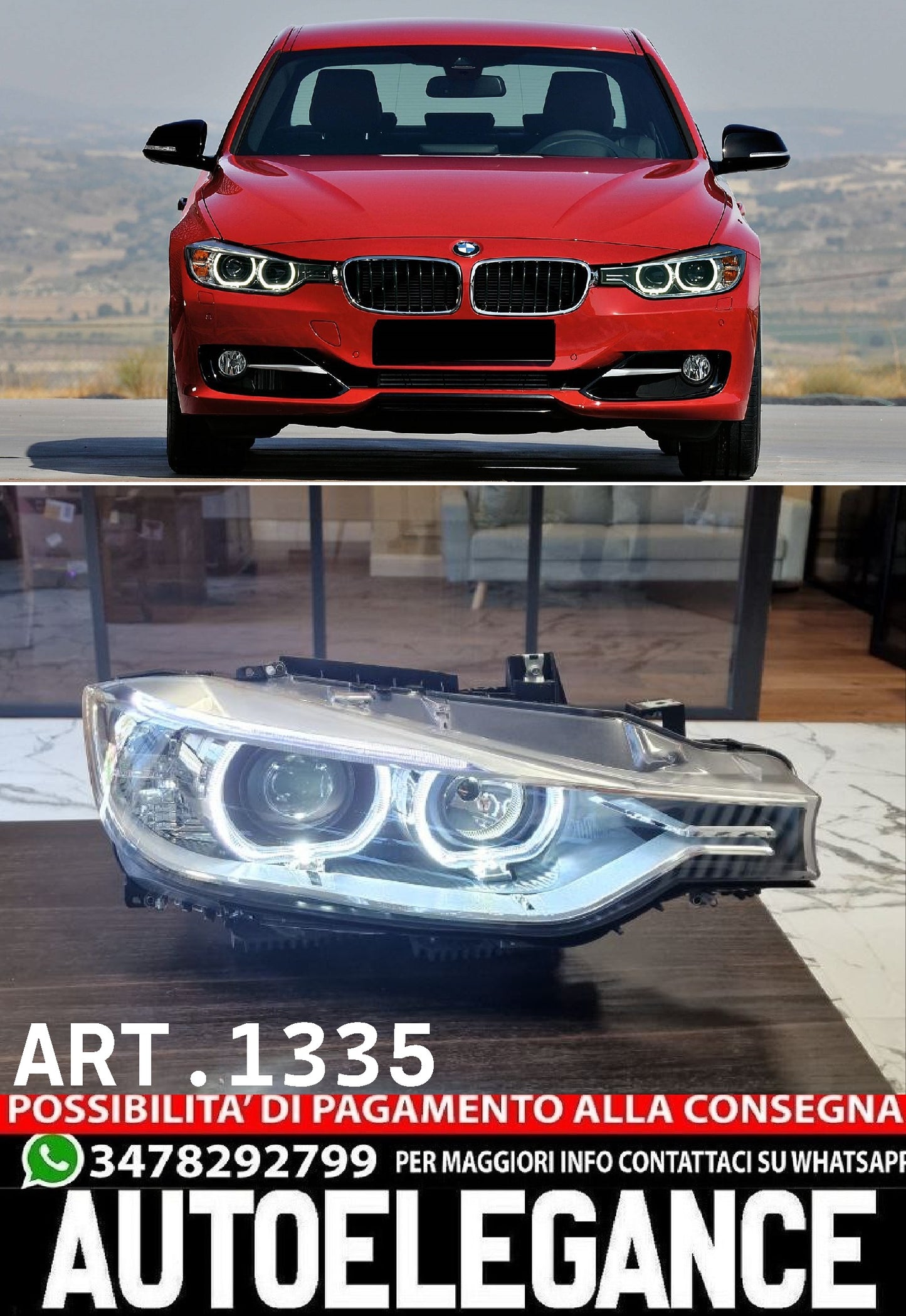 FARI ANTERIORI ADATTI PER BMW SERIE 3 F30 F31 2011-2015 NERI FULL LED