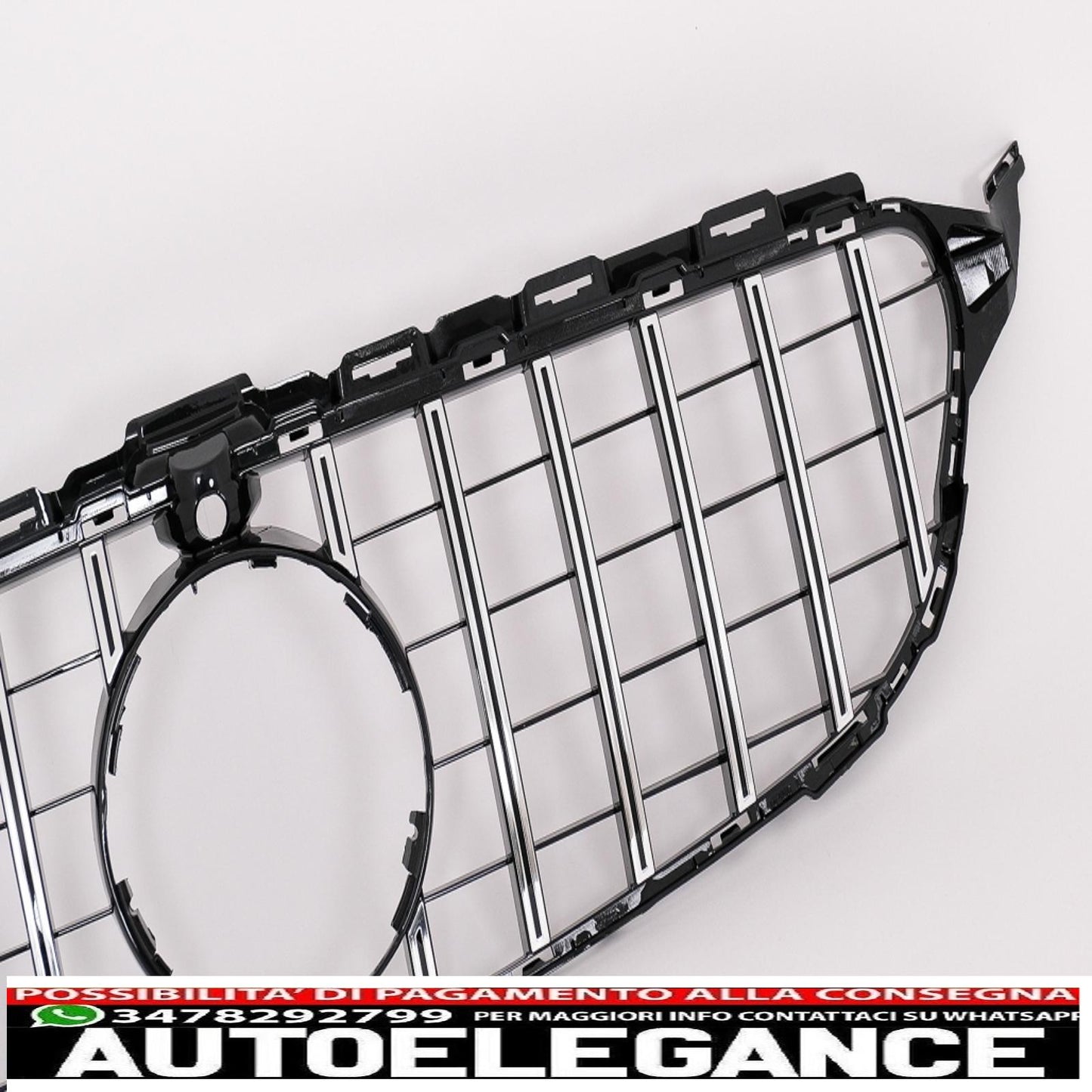 front grille suitable for mercedes c class w205 s205 c205 (2014-2018) gt-r design panamericana black chrome with 360 camera 
