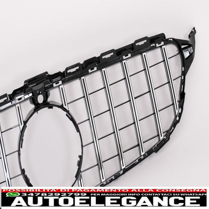 front grille suitable for mercedes c class w205 s205 c205 (2014-2018) gt-r design panamericana black chrome with 360 camera 
