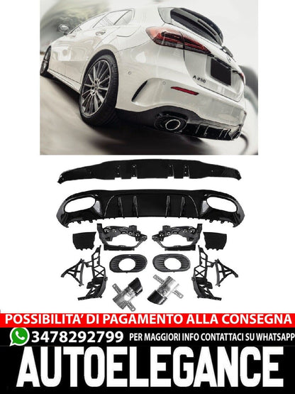 Per Mercedes W177 berlina compatta diffusore + mascherine scarico 2X1 NERO AMG