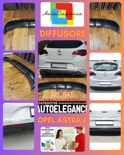 DIFFUSORE ADATTO PER OPEL ASTRA J 2012-2015 LOOK NERO LUCIDO DESIGN SPORTIVO