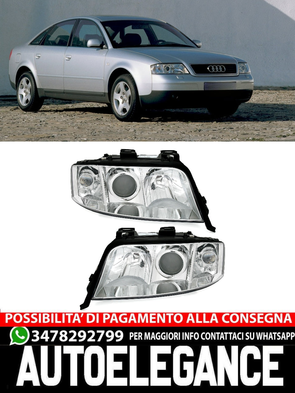 Set fari per Audi A6 4B C5 01-05 Facelift solo per alogeno H7 LWR