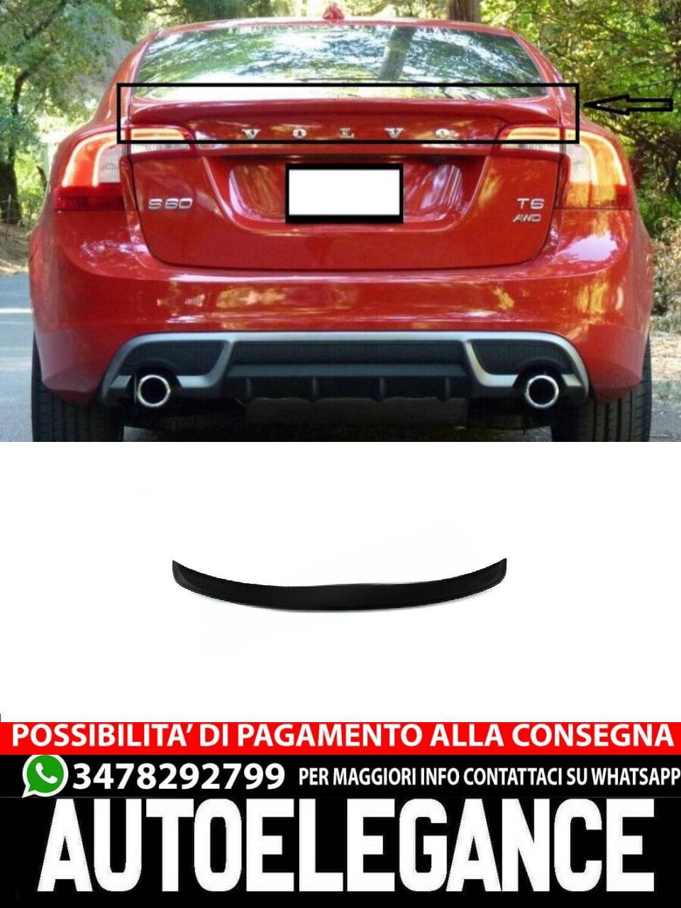TAPA DEL MALETERO SPOILER for VOLVO S60 2010-2018