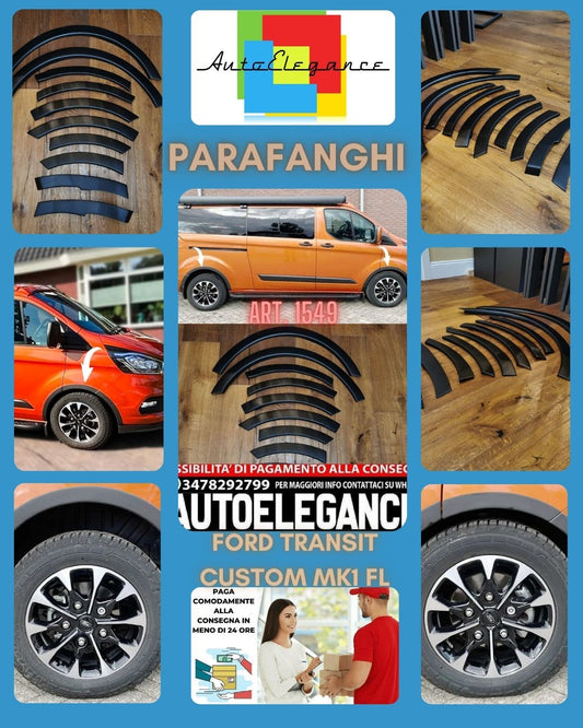 PARAFANGHI ALLARGATI ADATTI PER FORD TRANSIT CUSTOM MK1 FL 2018+ NERO OPACO