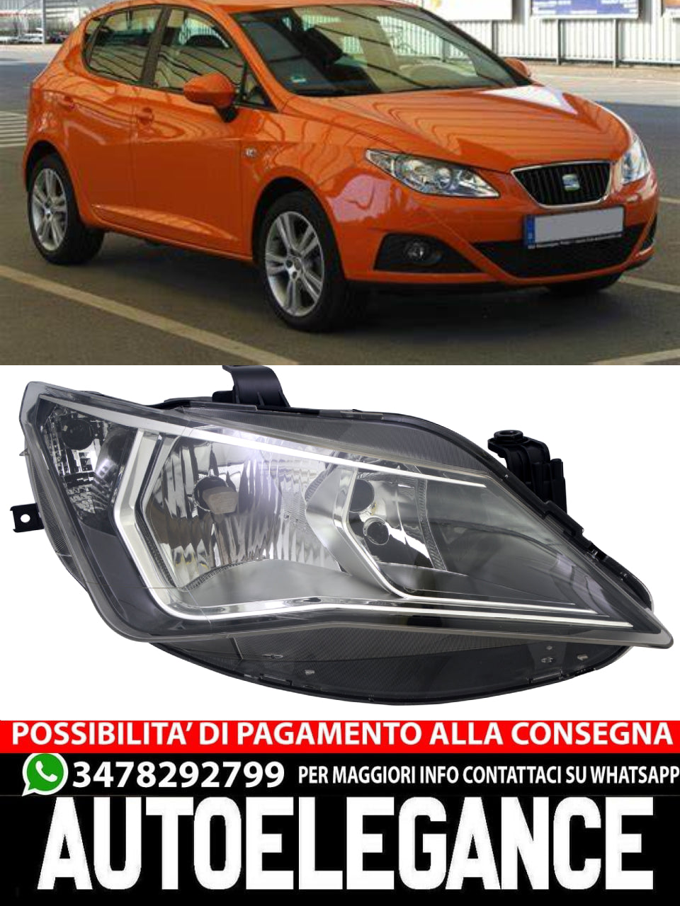 Headlights right for Seat Ibiza 4 6J 12-15 chrome Twin Sport H7 