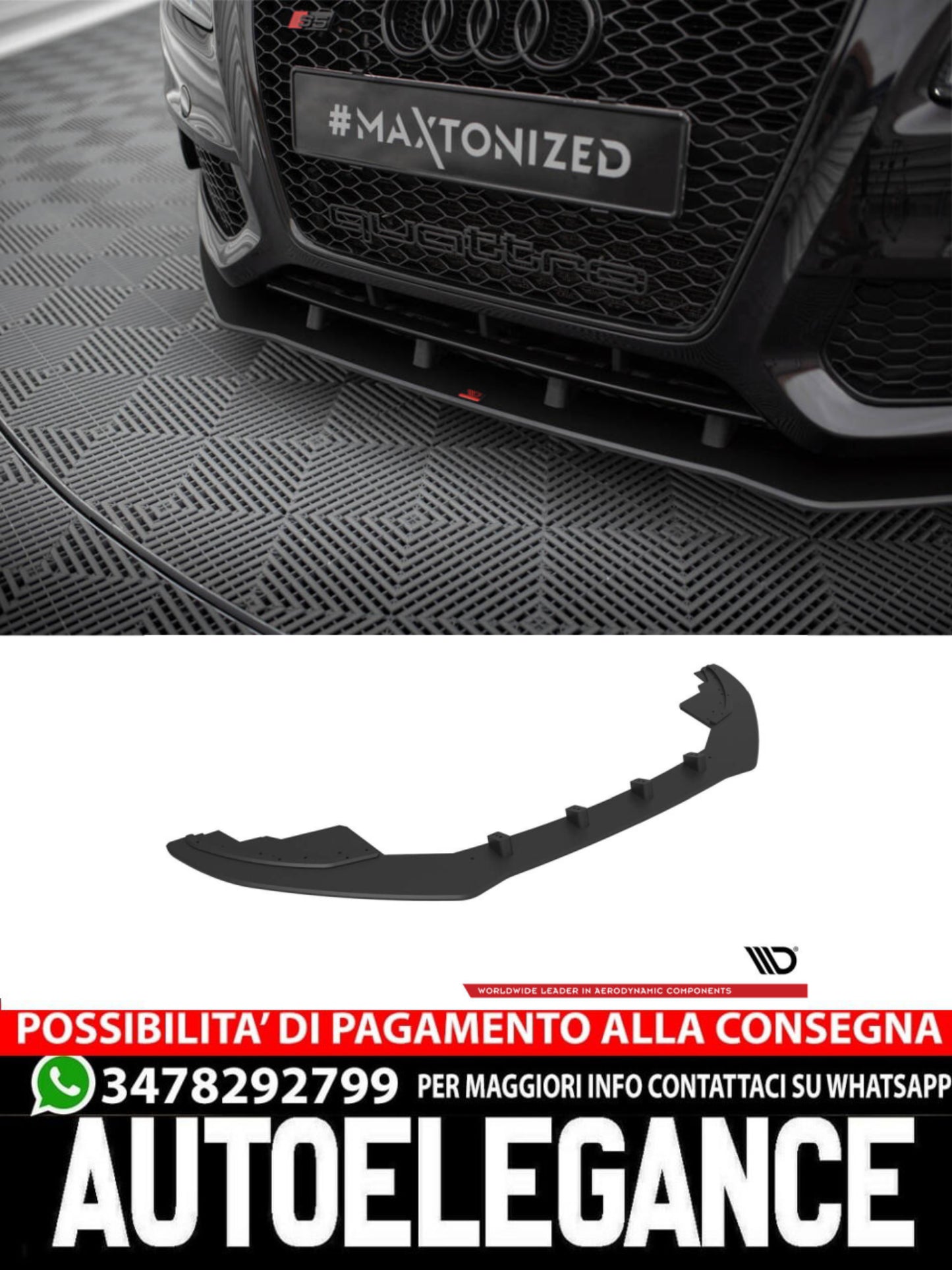 SPLITTER ANTERIORE STREET PRO ADATTO COMPATIBILE PER AUDI S5 / A5 S-LINE 8T  2007 - 2011