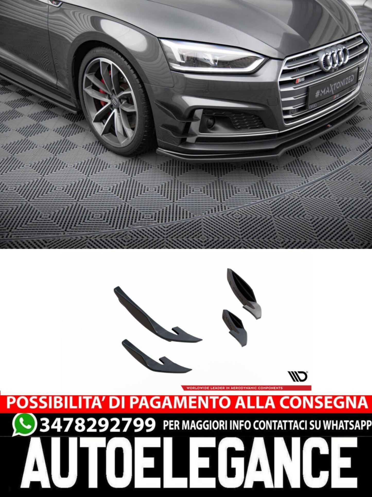 PARAFANGHI PARAURTI ANTERIORE (CANARDS) adatti per AUDI S5 / A5 S-LINE COUPÉ / SPORTBACK F5