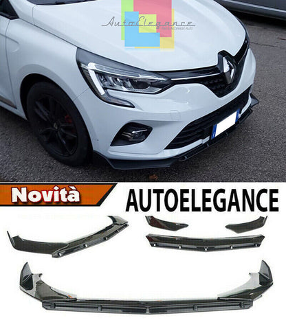 RENAULT CLIO V FRONT BUMPER BLADE GLOSSY BLACK IN ABS RS SPLITTER 