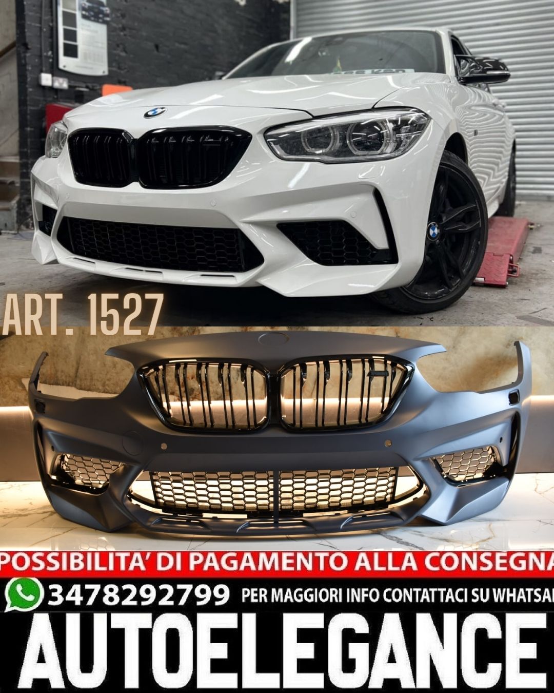 PARAURTI ANTERIORE ADATTO PER BMW SERIE 1 F20 F21 LCI 2015-2019 LOOK M2