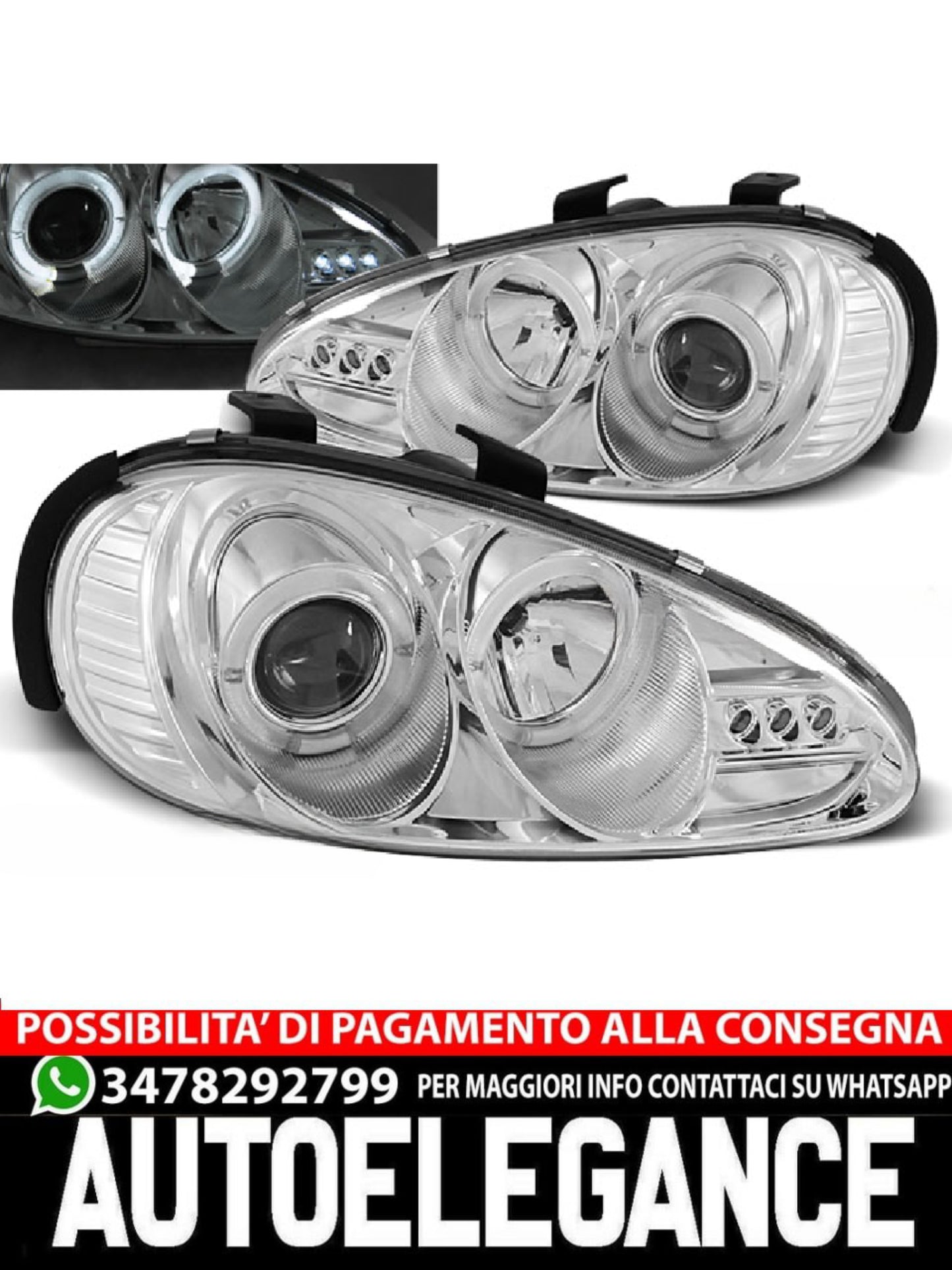 HEADLIGHTS FOR MAZDA MX3 91-98 ANGEL EYES CHROME 