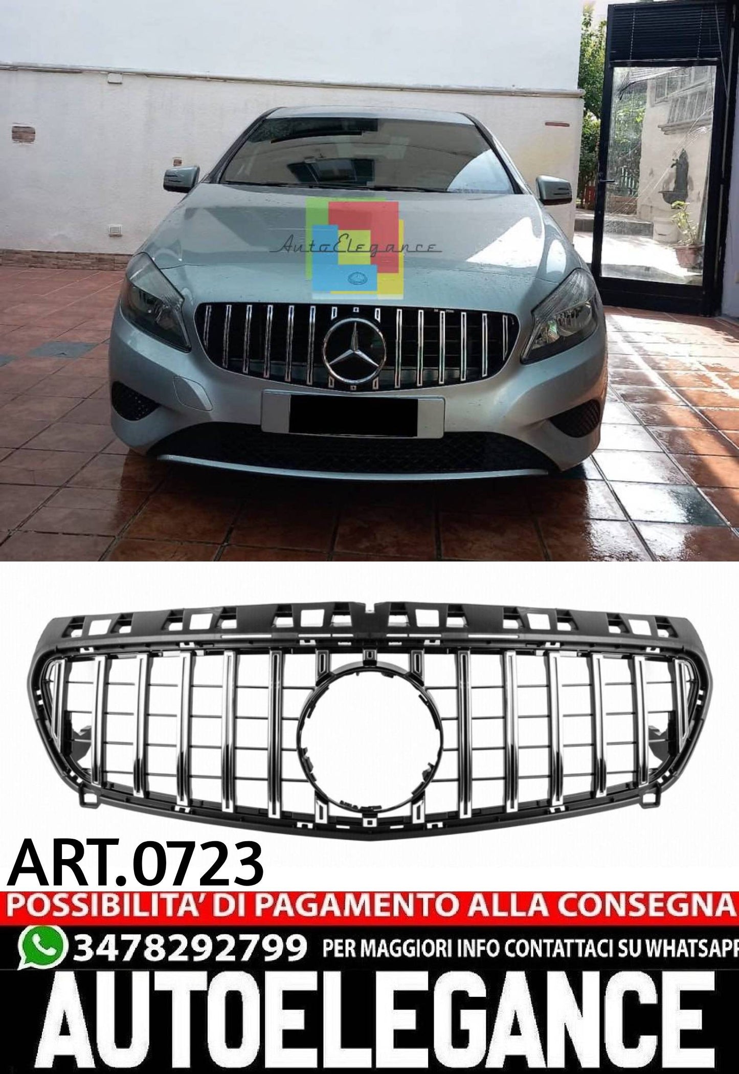GRILLE SUITABLE FOR MERCEDES-BENZ A-CLASS W176 2012-2015 CHROME SPORTY LOOK