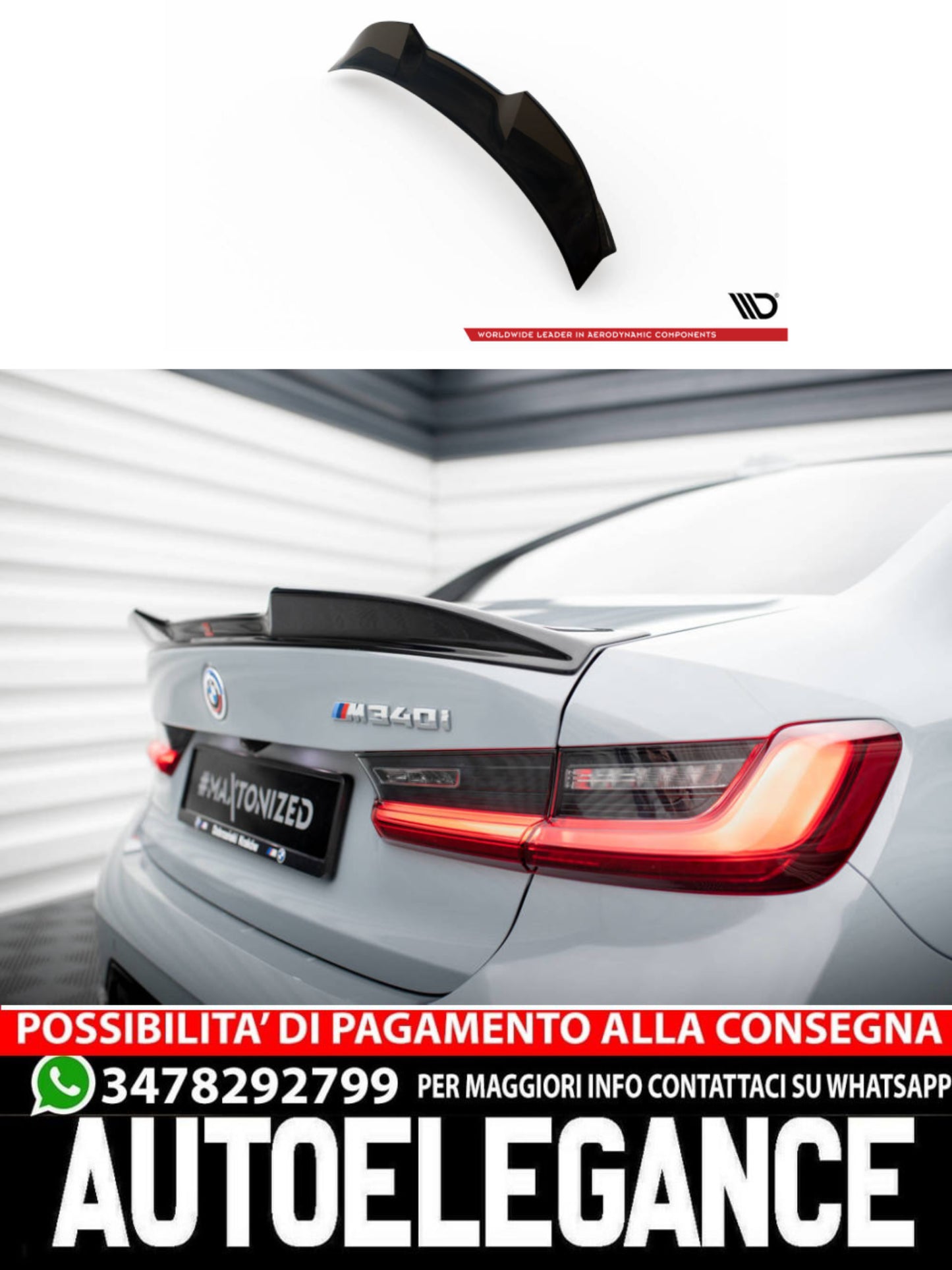 TAPPO SPOILER 3D adatto per  BMW M340I / 3 M-PACK / M3 SEDAN G20 FACELIFT  (2022 - )