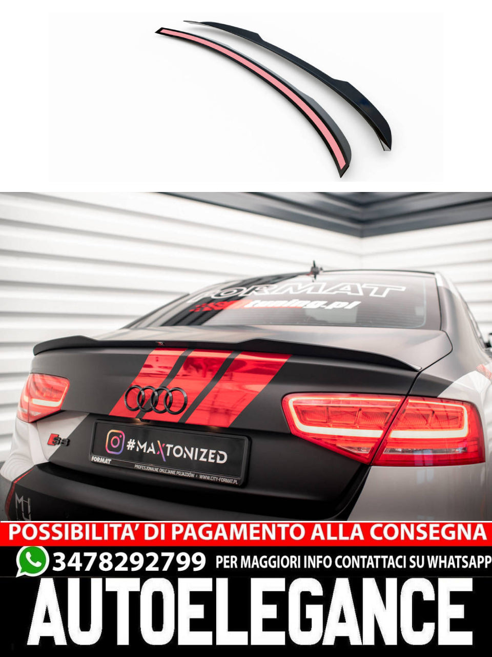 SPOILER CAP ADATTO COMPATIBILE PER AUDI S8 D4 (2012-2015)