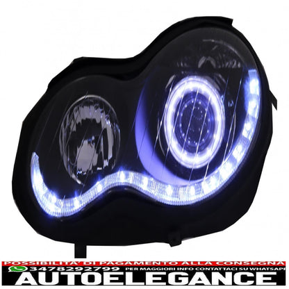 Angel eye headlights suitable for mercedes c class w203 (2000-2007) left side black 