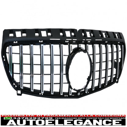 central grille suitable for mercedes a-class w176 (2012-08.2015) a45 gt-r design panamericana black chrome