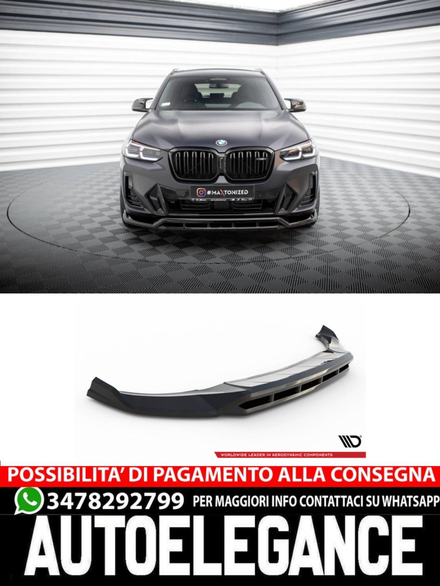 SPLITTER ANTERIORE ADATTO PER BMW X3 M-PACK G01 FACELIFT  (2021 - )