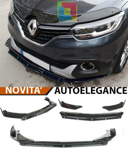 SPLITTER RENAULT KADJAR LIP GLOSSY BLACK UNDER BUMPER ABS RS DESIGN 3P