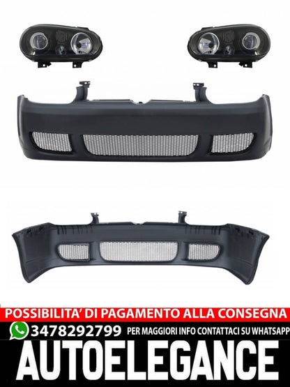 Front bumper with black headlights suitable for VW Golf IV 4 MK4 (10.1997-09.2003) 