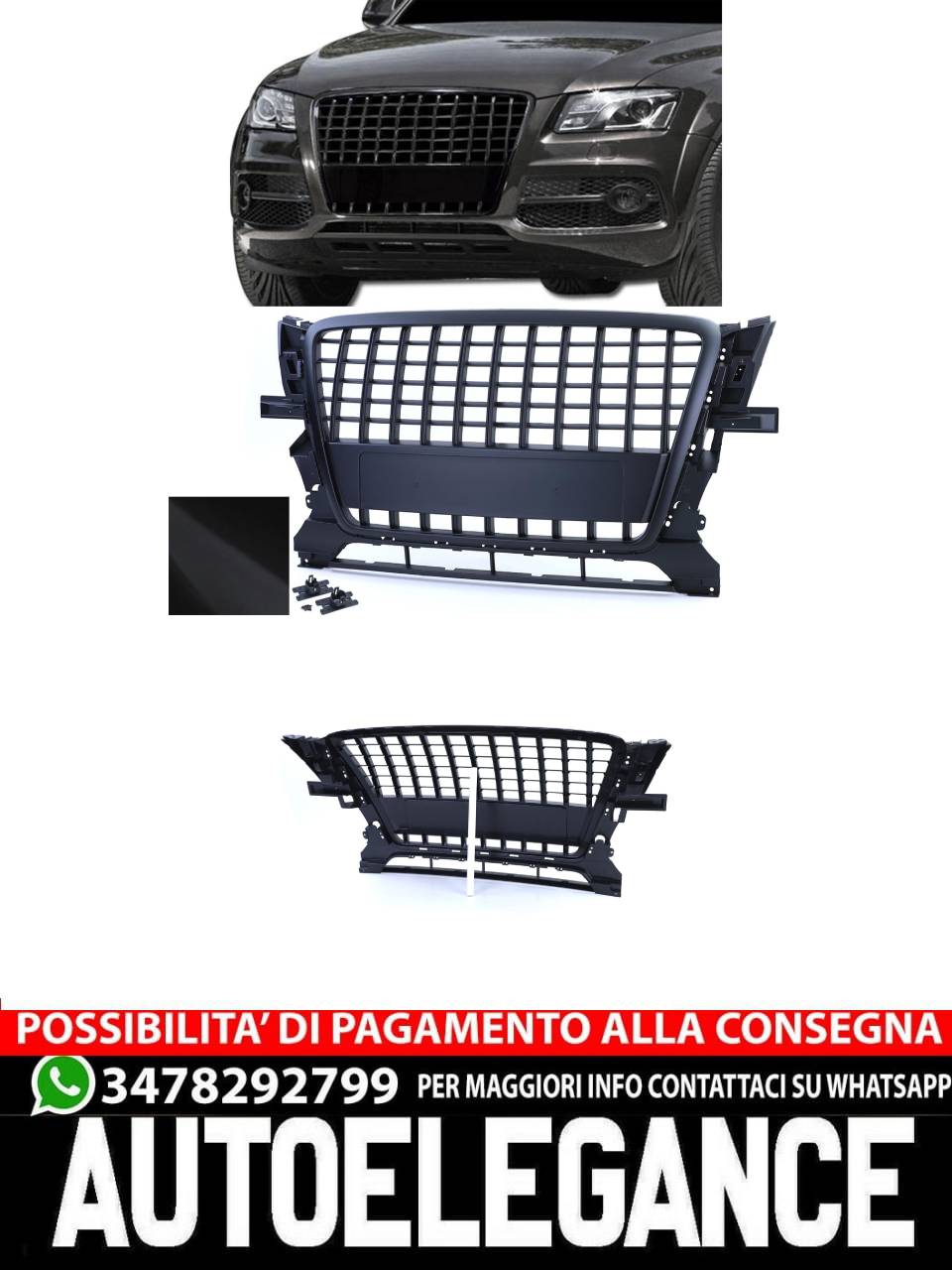 Griglia radiatore Sport Grill senza emblema nero opaco per Audi Q5 08-12