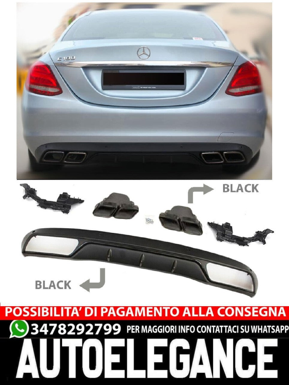 Diffusore spoiler posteriore nella C63 AMG OPTIK adatto per equipaggiamento
