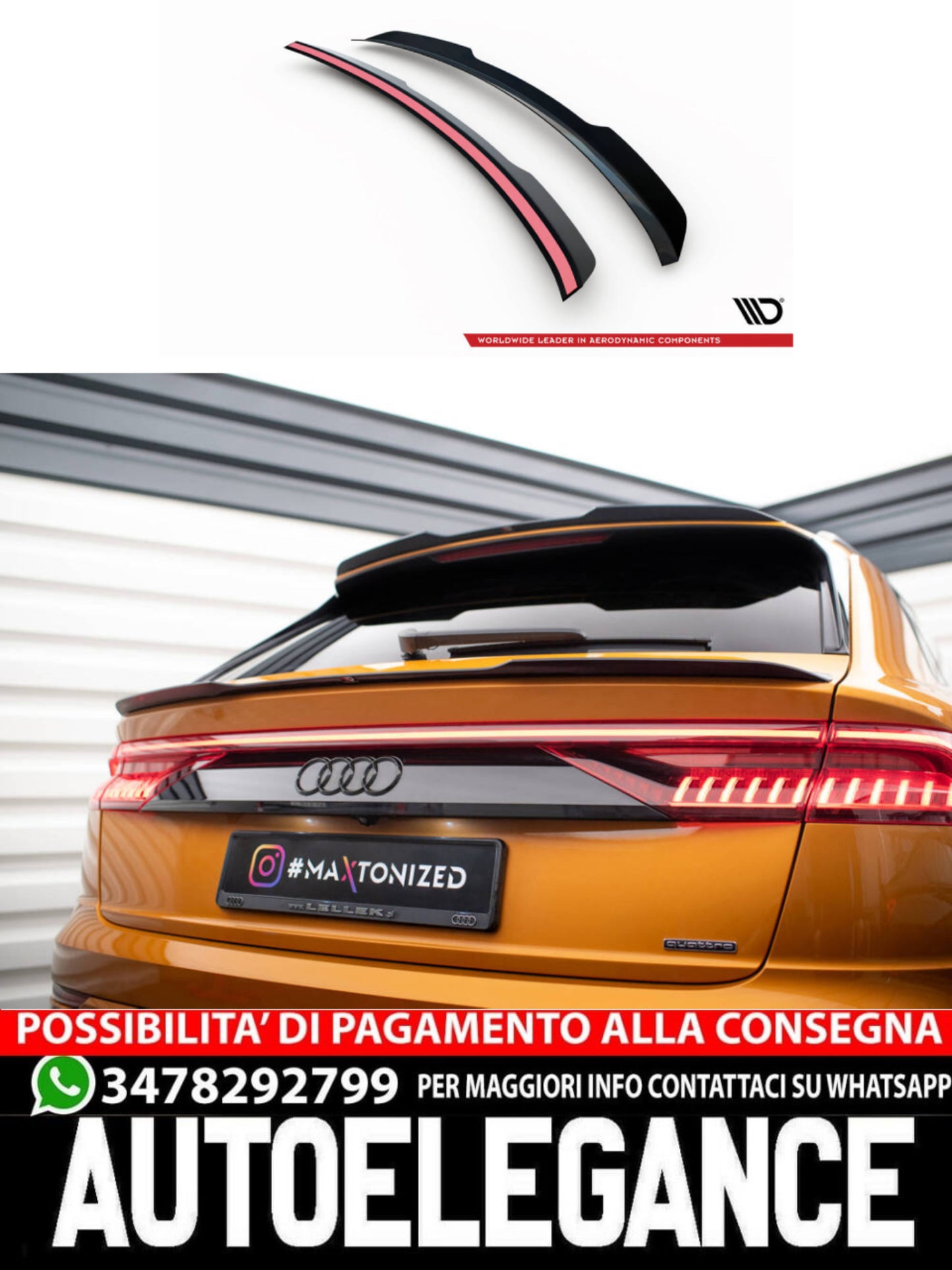 TAPPO SPOILER INFERIORE COMPATIBILE PER AUDI Q8 S-LINE / SQ8 MK1  (2018 - )