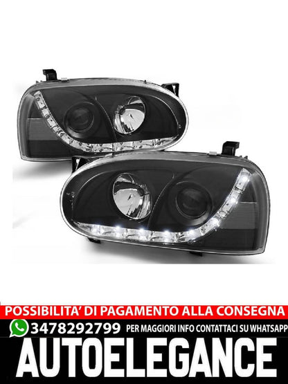 FARI ANTERIORI DAYLIGHT NERO per VW GOLF 3 91-97