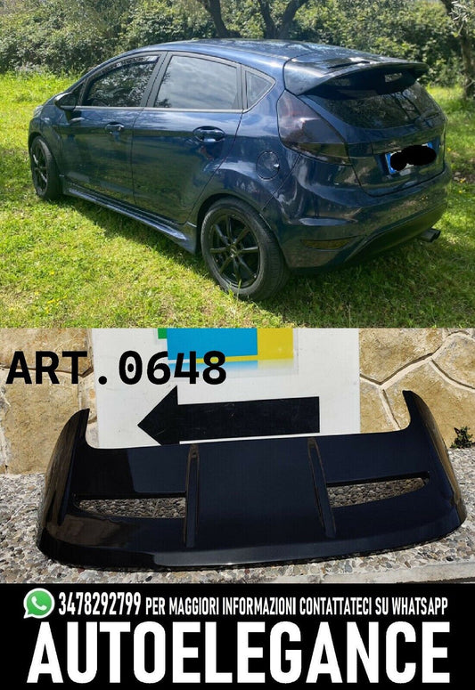ROOF SPOILER SUITABLE FOR FORD FIESTA MK7 2008-2017 ST LOOK GLOSSY BLACK + 3RD STOP