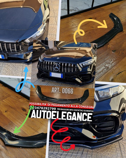💎LAMA ADATTA MERCEDES CLASSE A W177 SPLITTER SOTTO PARAURTI ANTERIORE NERO💎