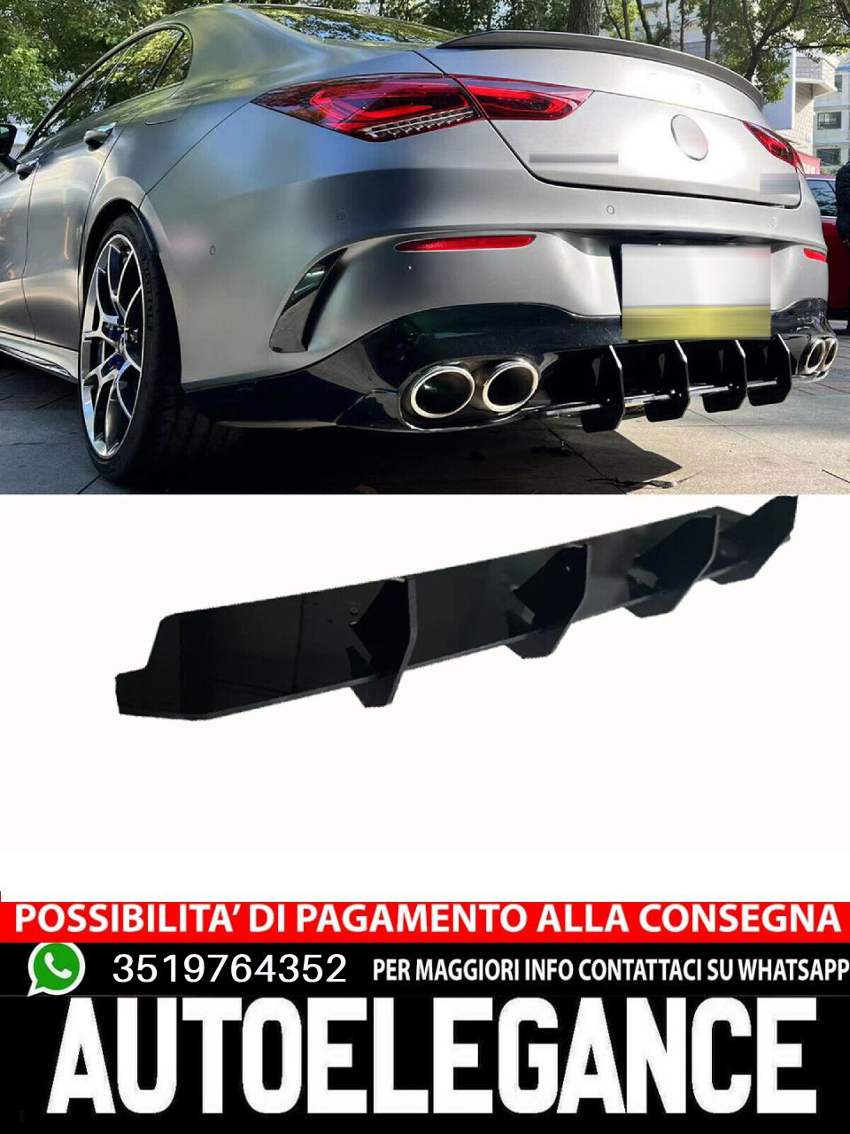 Diffusore attacco posteriore adatto per Mercedes CLA C118 Coupe A35 A45 S