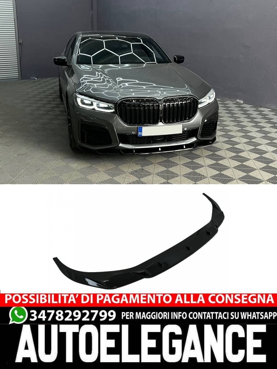 Front bumper spoiler lip suitable for BMW 7 Series G11 G12 LCI from 02.2019+ 
