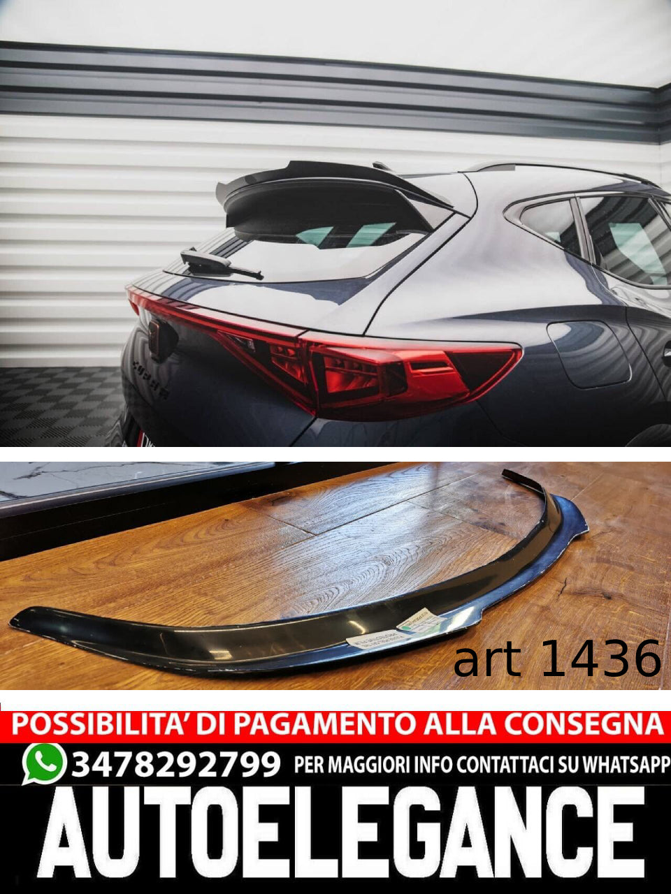 ADDITIONAL WING SUITABLE FOR CUPRA FORMENTOR 2020+ GLOSSY BLACK SPORTY LOOK 1436