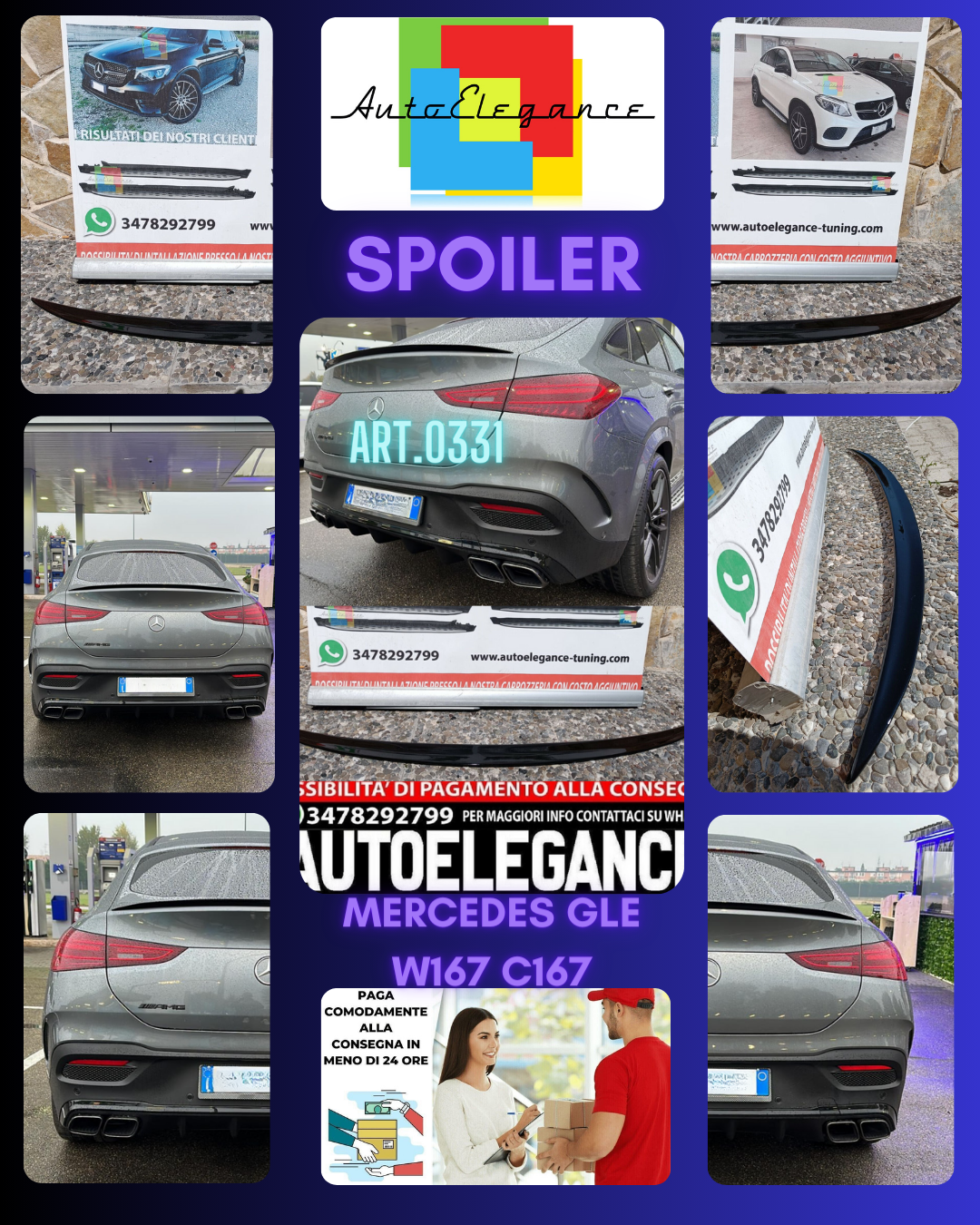SPOILER BAGAGLIAIO ADATTO PER MERCEDES GLE C167 COUPE 2019+ LOOK AMG NERO LUCIDO