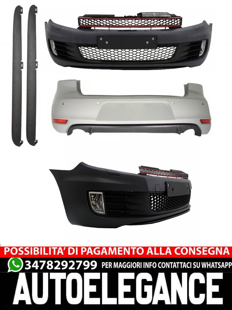Kit carrozzeria Paraurti adatto per VW Golf VI Golf 6 (2008-2013) con Minigonne